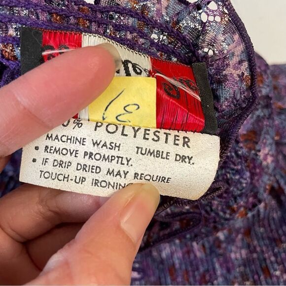 LIZ PETITES INC Vintage‎ Purple Foral Sheer SEE THRU 2-PC BLOUSE & SKIRT size 6! - Picture 12 of 12